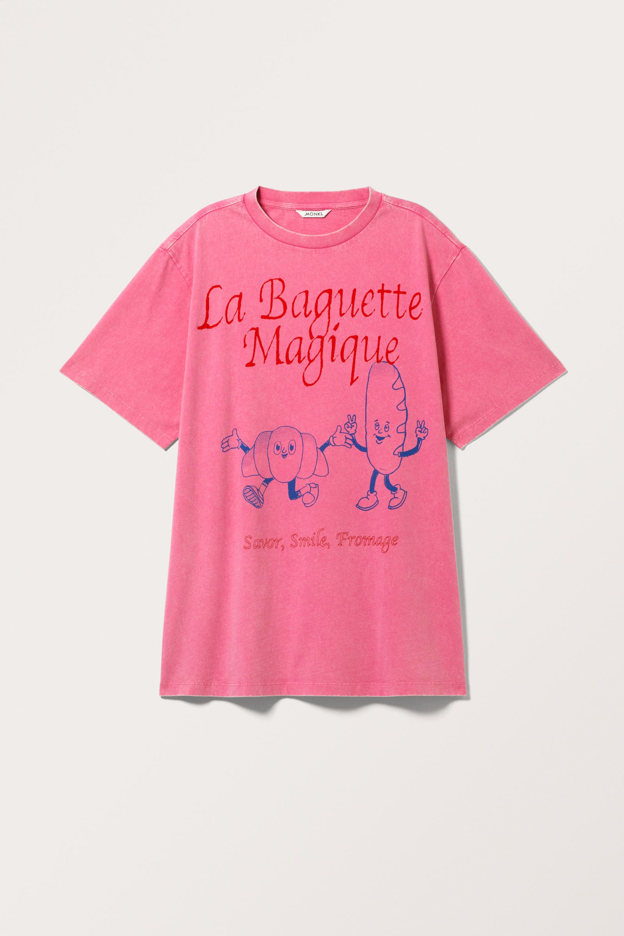 Washed Pink La Baguette - Oversized Throw-on T-shirt - 0