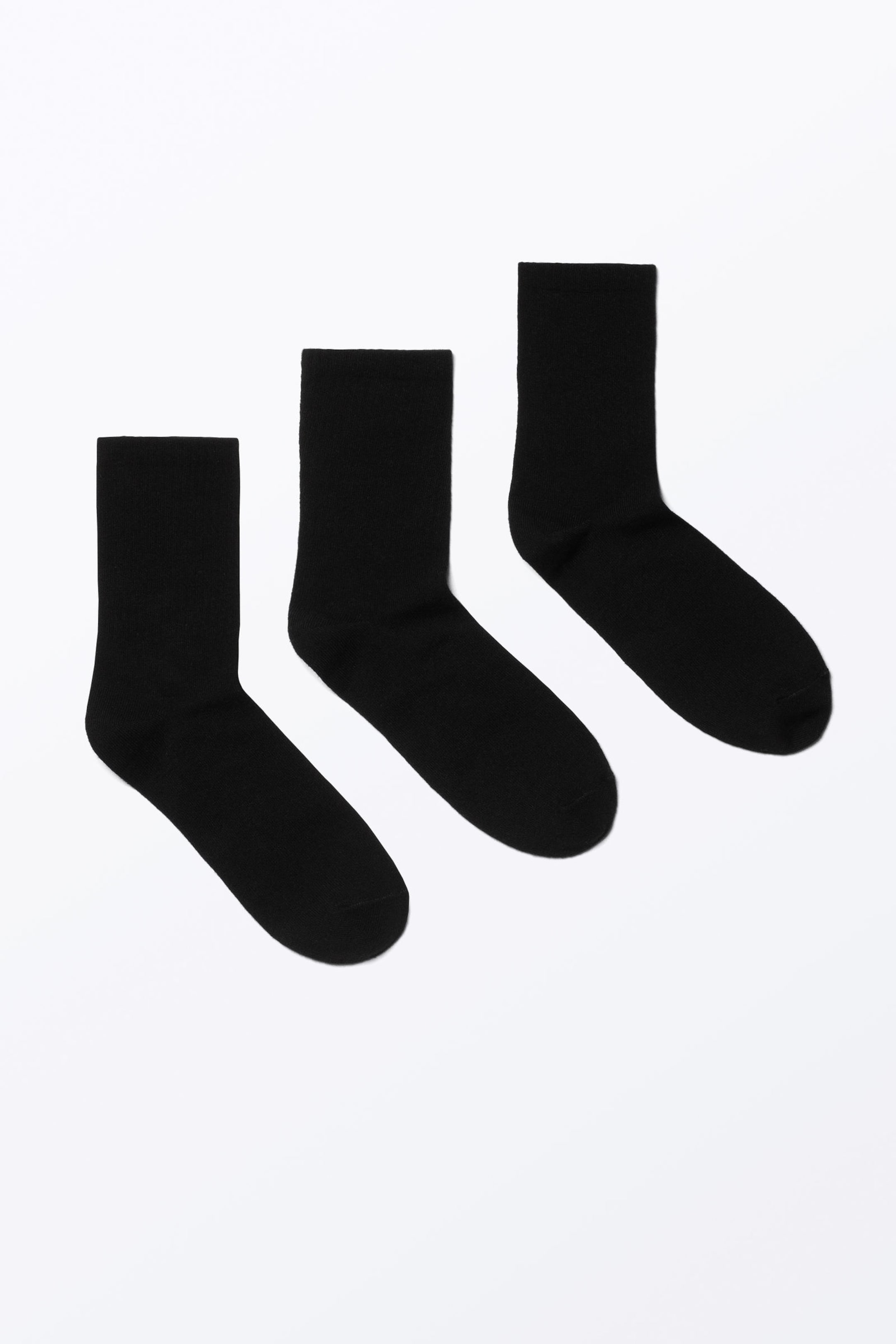 Black - 3-pack Ribbed Socks - 0