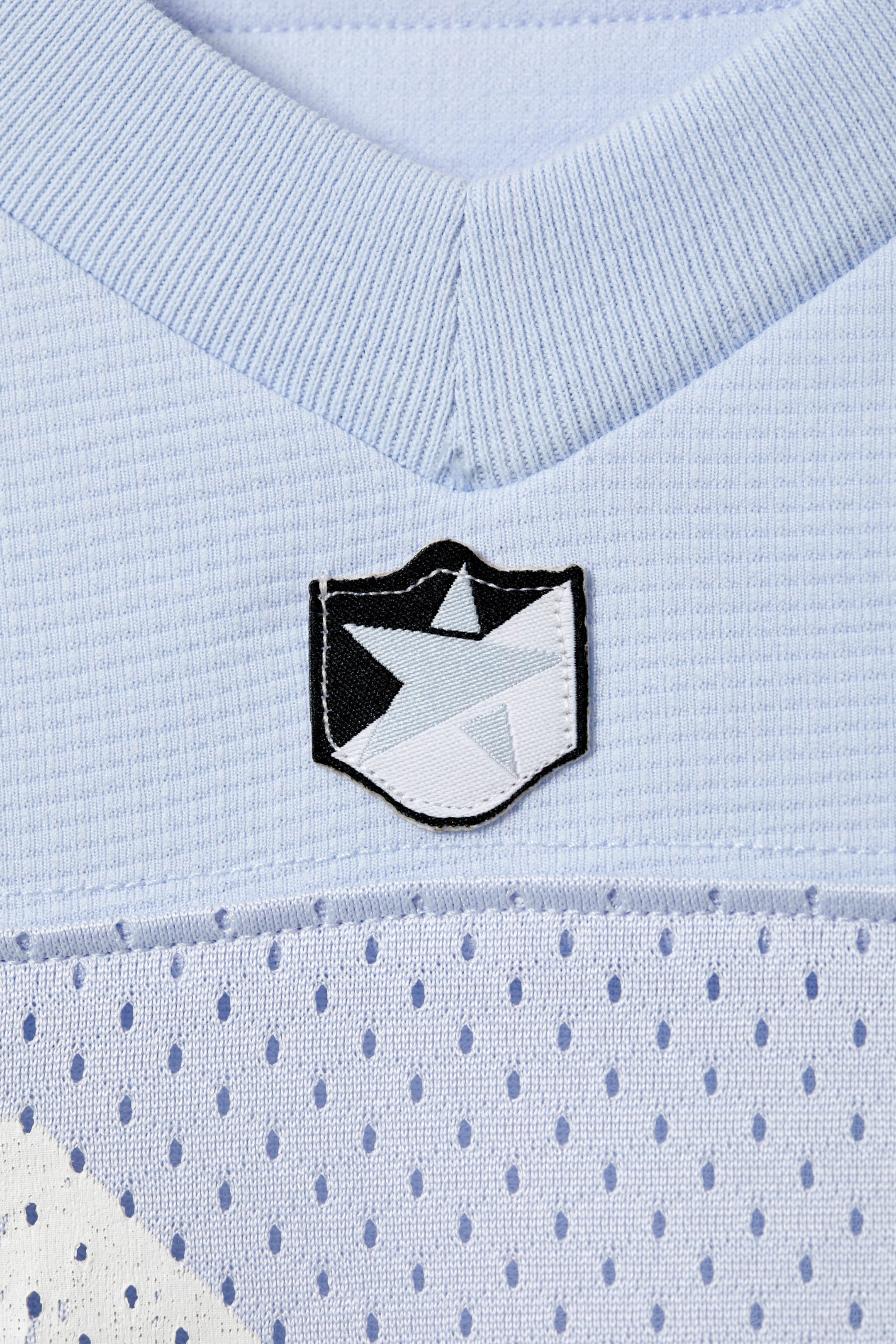Light Blue/White - Oversized Cropped Mesh T-shirt - 5
