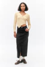 Black - Midi denim skirt - 0