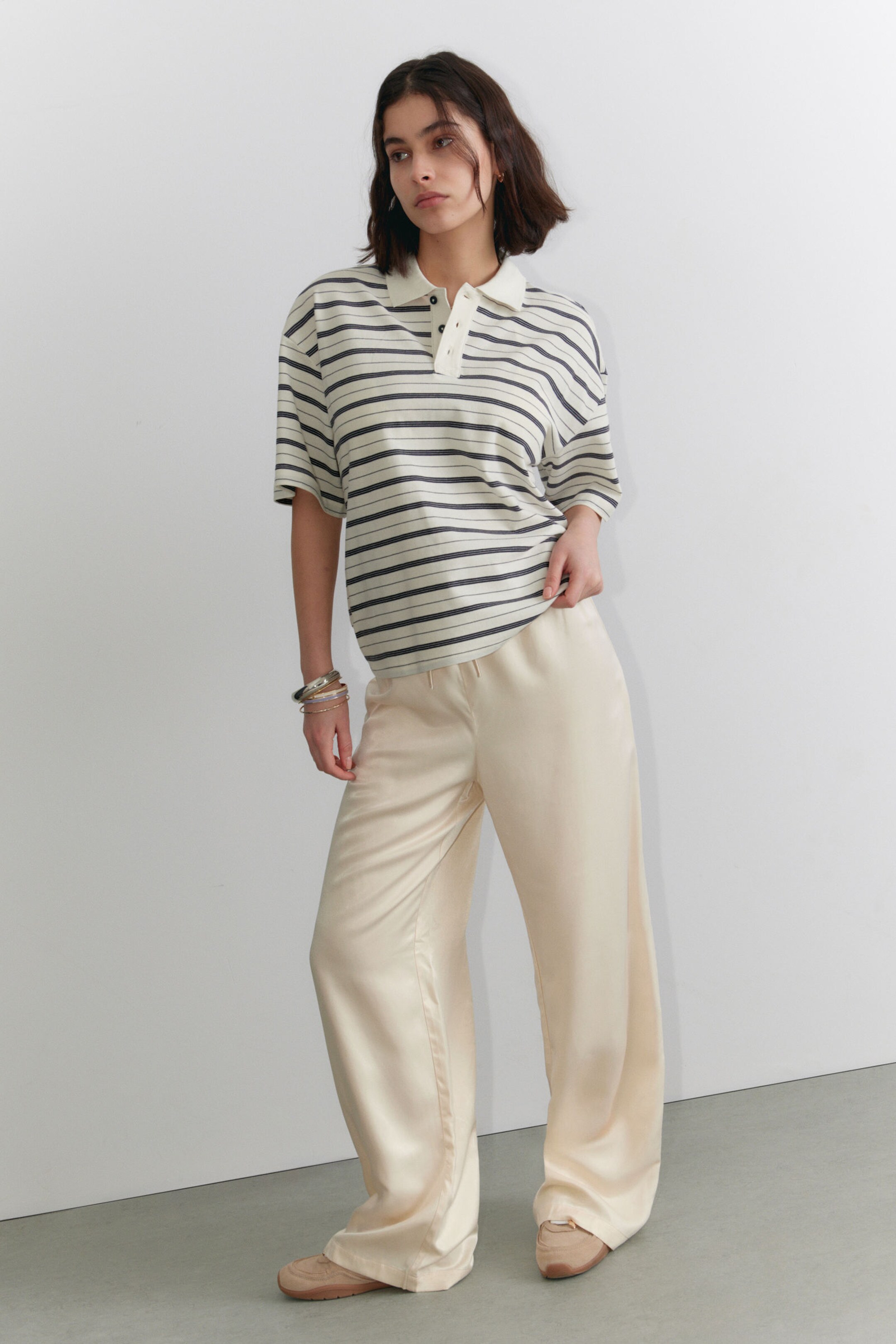 #ECE9E2 - Striped Relaxed Fit Polo Shirt - 2