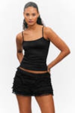 Black - Slim Strappy Tank Top - 0