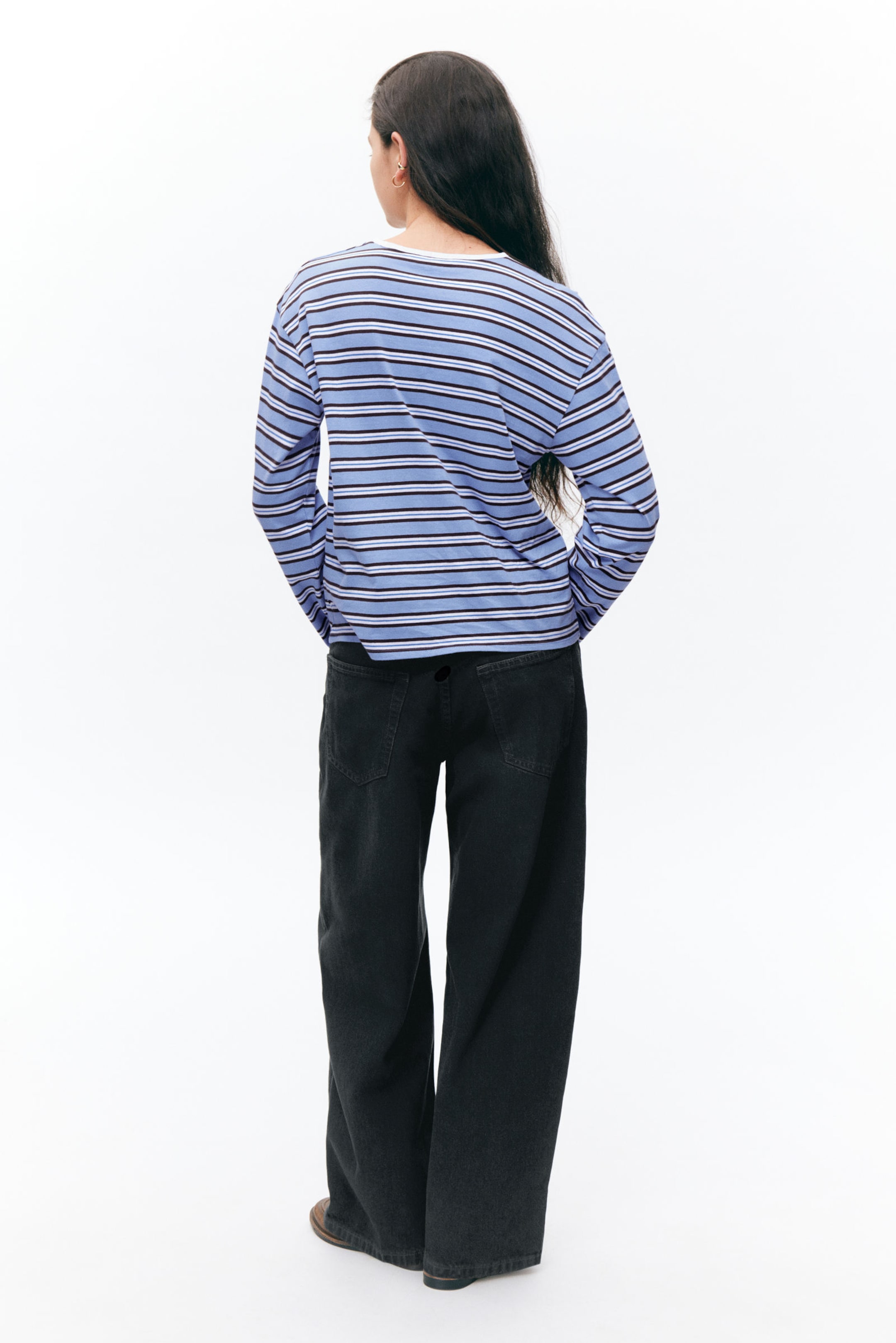 Blue & Brown Stripes - Boxy Sleeve T-Shirt - 2