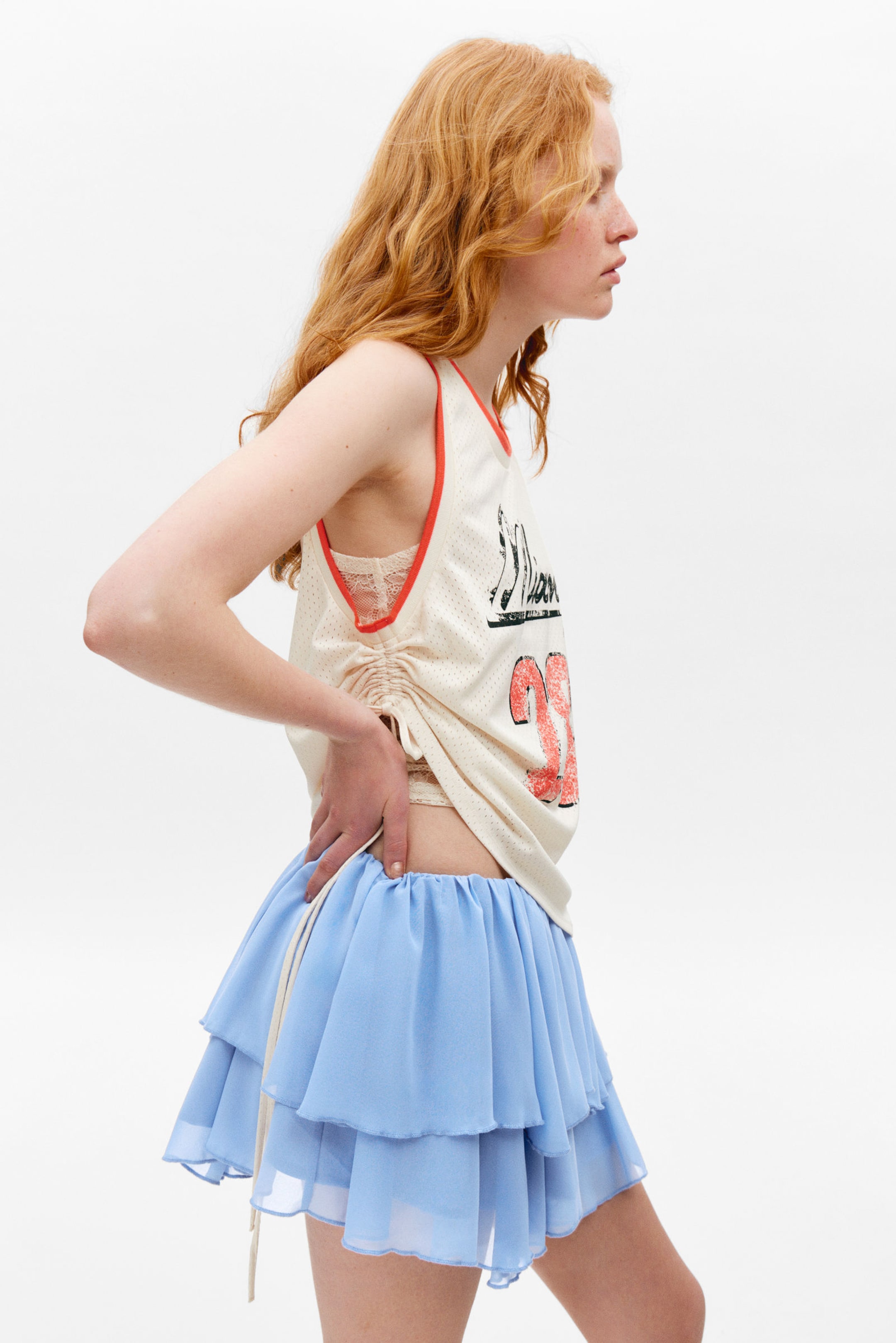 Light Blue - Frilled Mini Skirt - 2