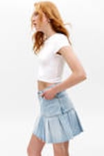 Fresh Blue - Light Blue - Pleated Mini Denim Skirt - 2
