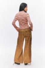 Pink Multi Stripe - Flare-Sleeved Rib-Knitted Cardigan - 2