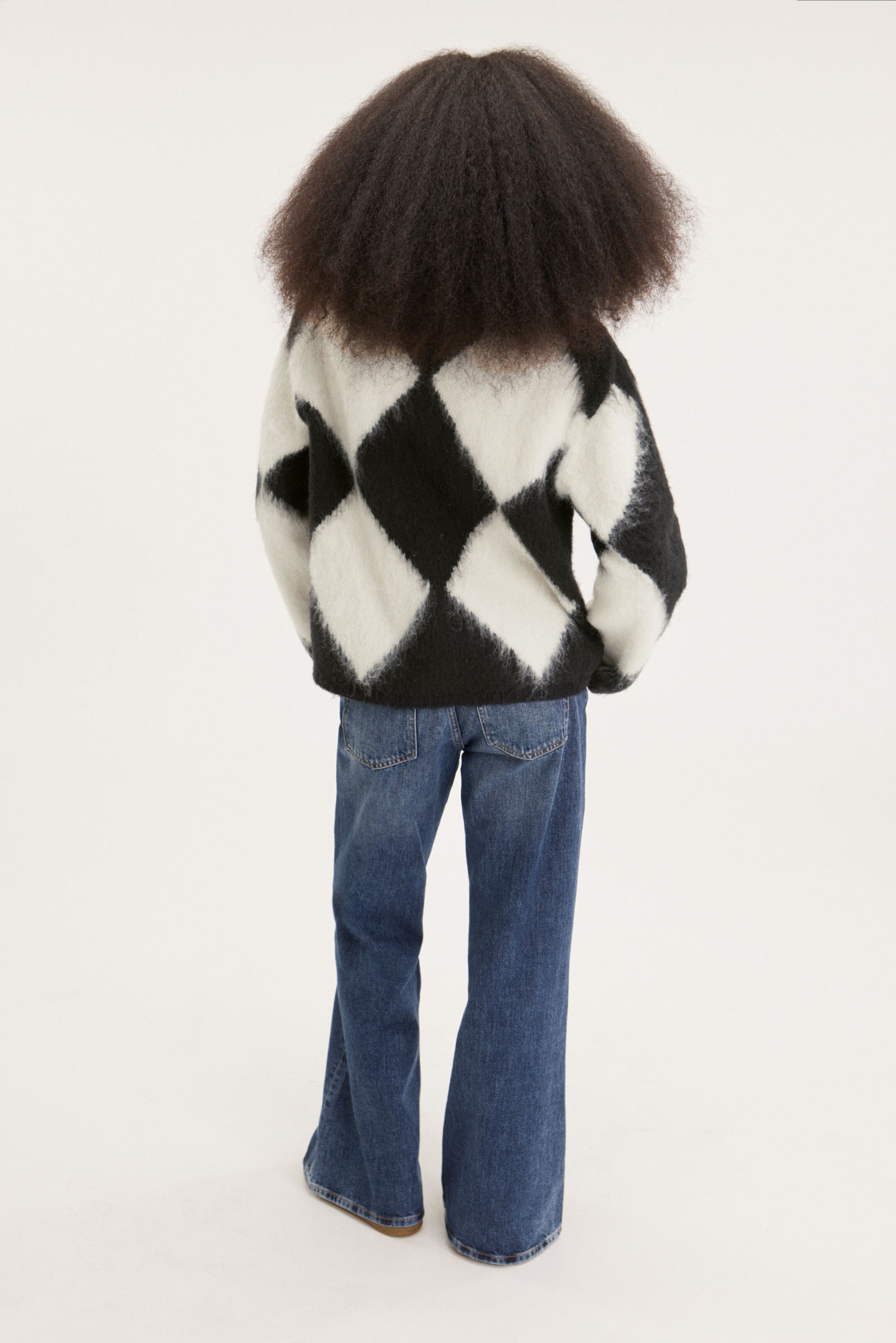 Black White - Fluffy knit cardigan - 2