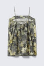 Grey - Dirty Floral - Tie-Back Twill Mini Dress - 5