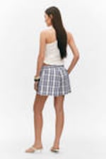 White - Blue Check - Relaxed Cotton Boxer Shorts - 3