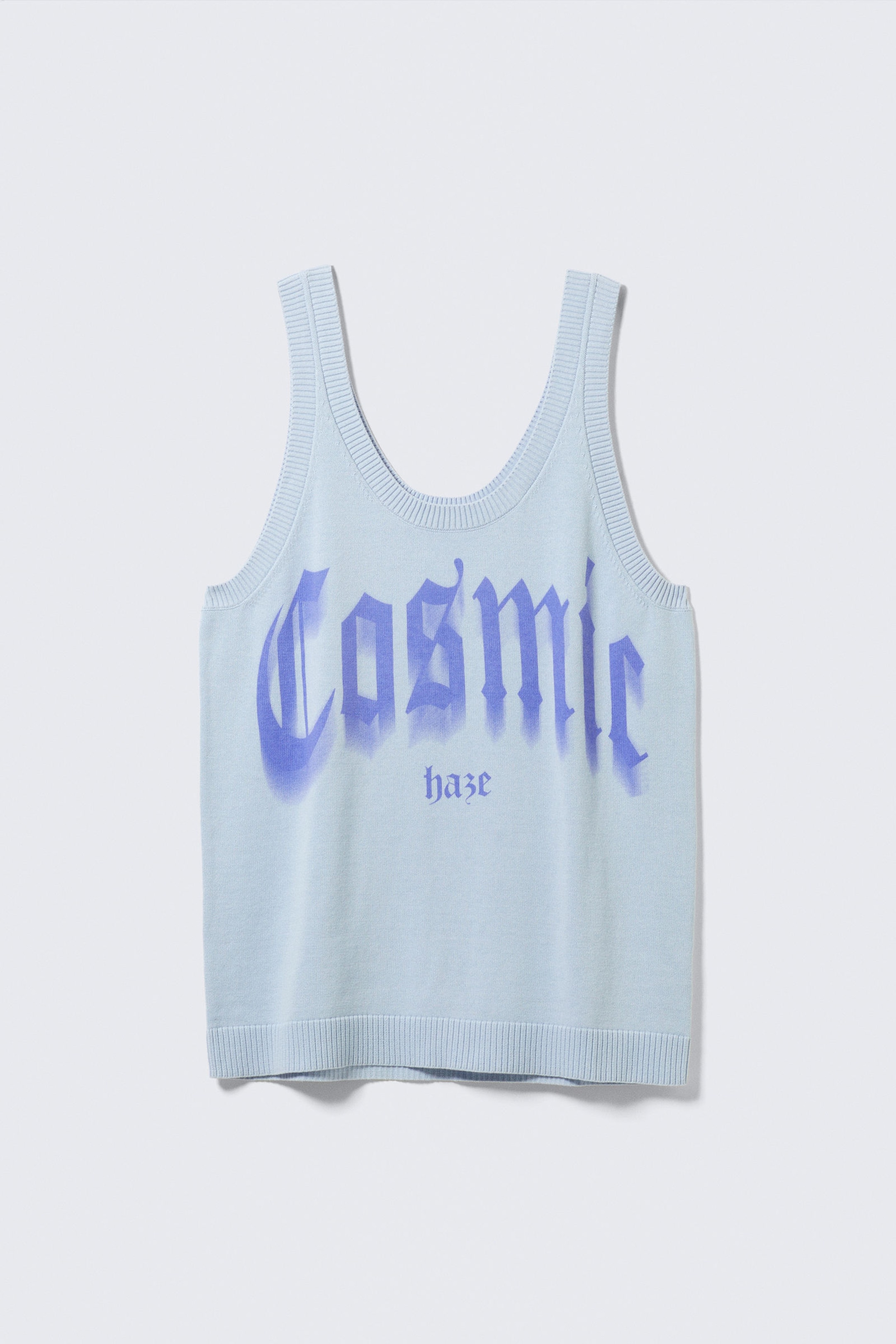 Light Blue - Cosmic Haze - Knitted Graphic Tank Dress - 4