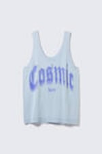 Light Blue - Cosmic Haze - Knitted Graphic Tank Dress - 4