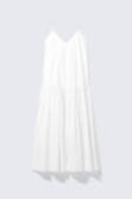 White - Tiered Cotton Poplin Maxi Dress - 4