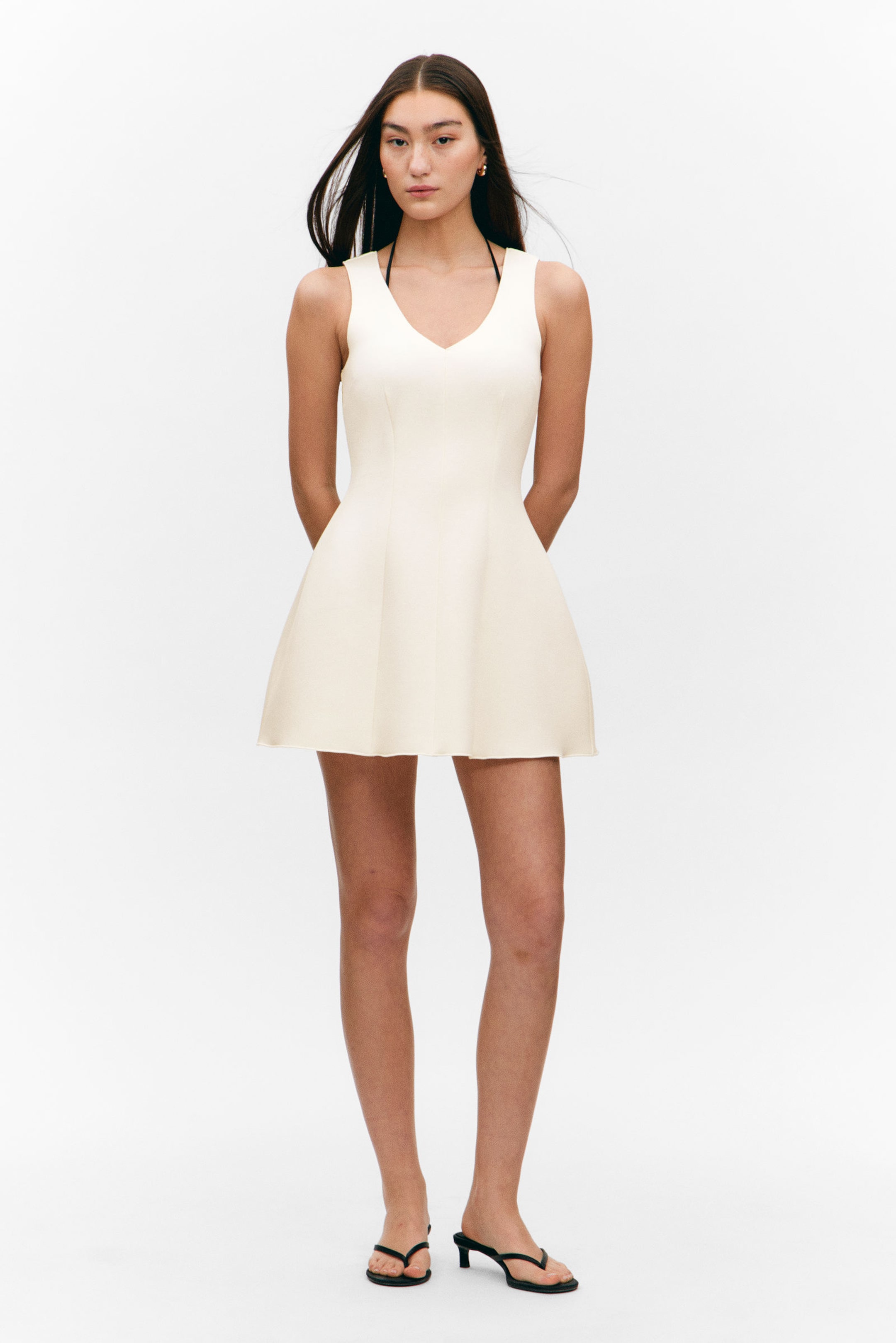 #ECE9E2 - V-Neck Fit-and-Flare Tank Dress - 1