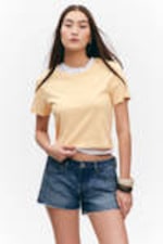 Light Yellow - Cropped Fitted Cotton T-Shirt - 0