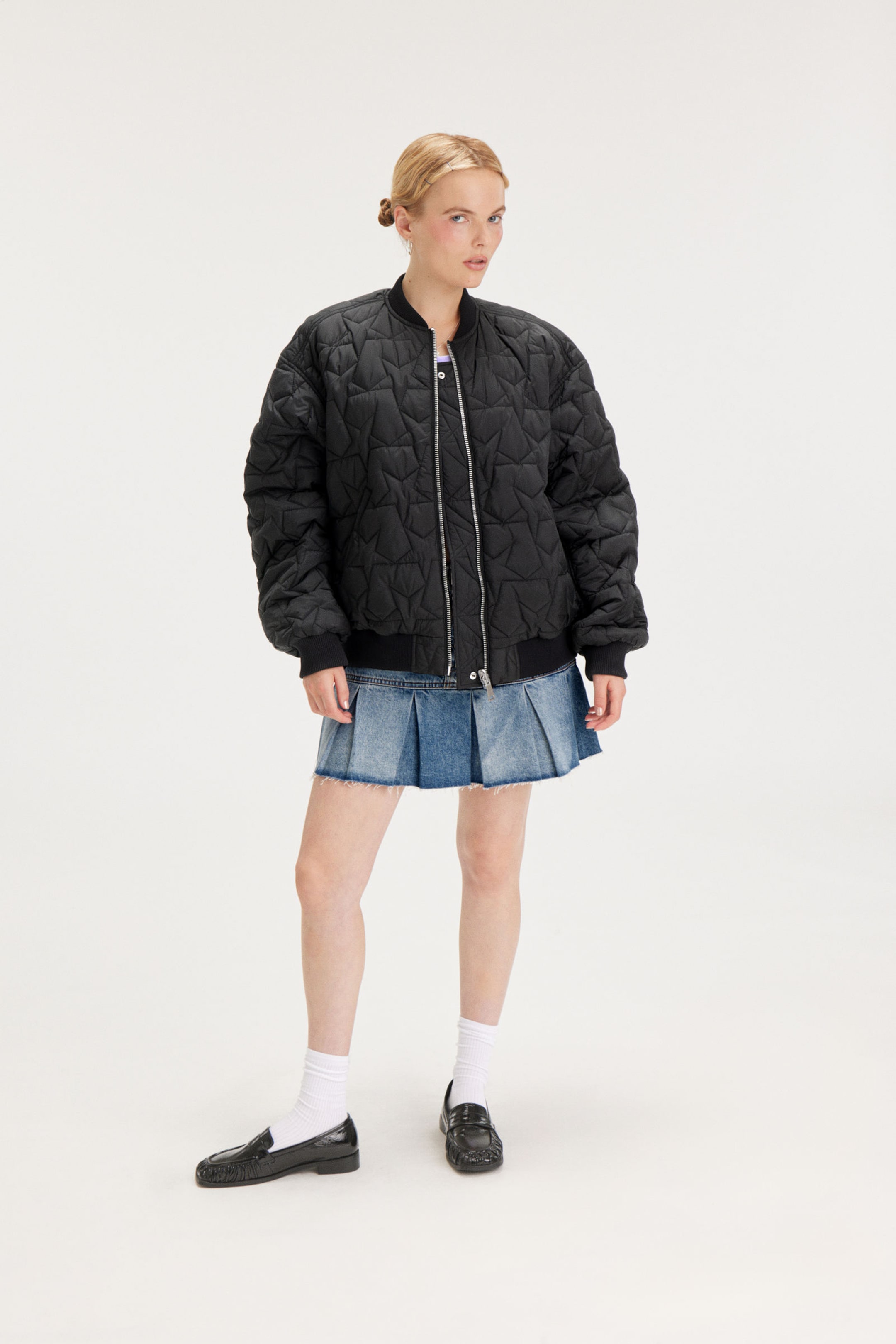 Leopard/Black - Loose Reversible Bomber Jacket - 3