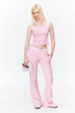 Pink - Cropped Ribbed Tank Top - 0