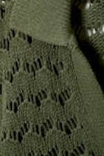 Dark Khaki Green - Loose Open-Knit Sweater - 4