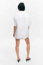 White - Oversized Short-Sleeved Cotton Poplin Shirt - 3