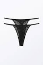 Black - 2-pack Lacey Lace Thongs - 1