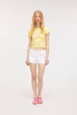 Yellow - silver mushrooms - Cropped t-shirt - 1