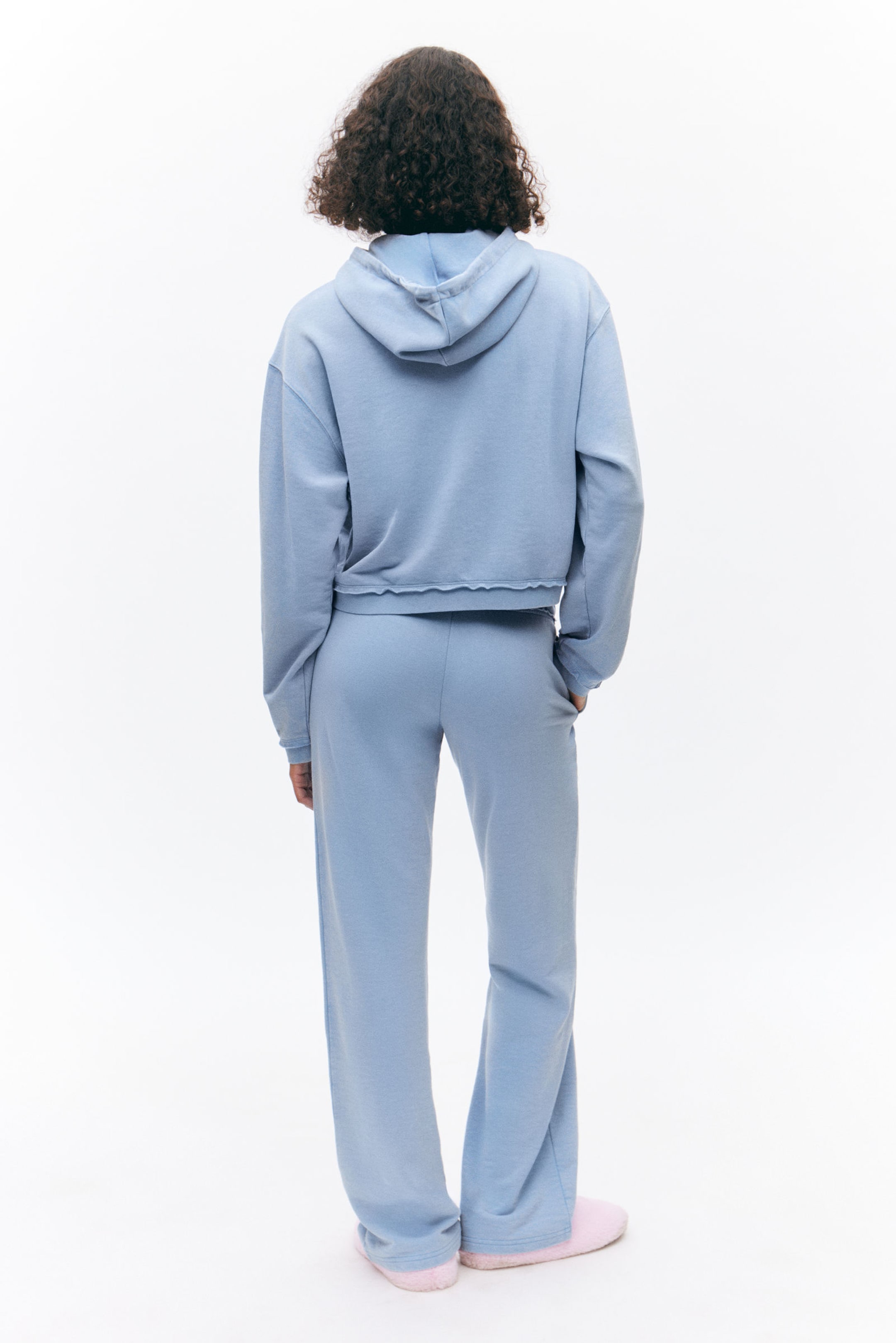 Dusty Blue - Cropped Terry Pyjama Hoodie - 2
