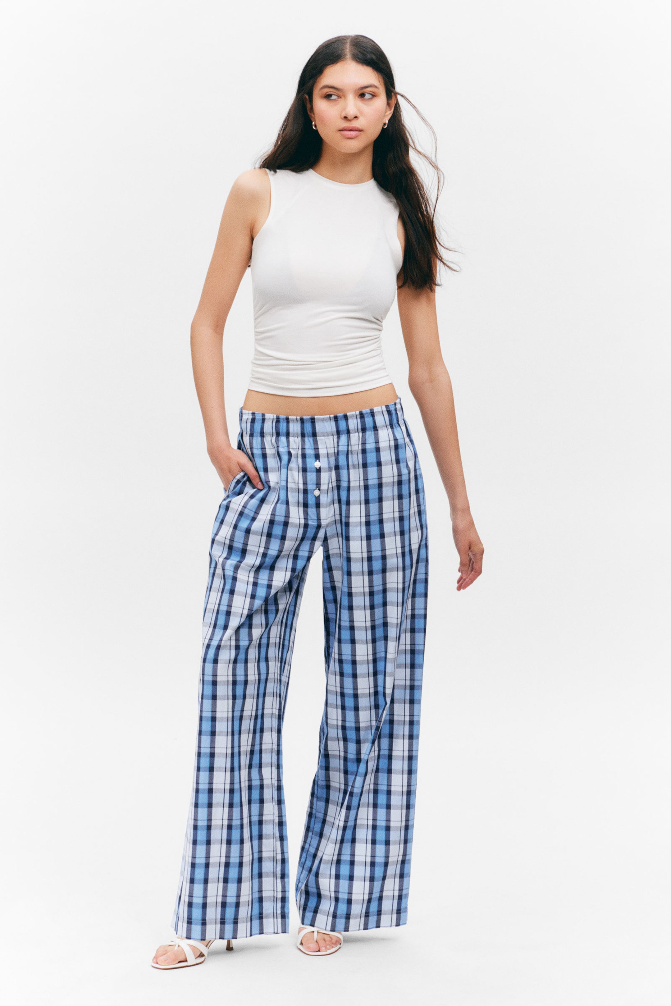 #AFBFDF - Wide-Leg Cotton Twill Trousers - 1