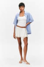Striped Blue & Pink - Oversized Short-Sleeved Cotton Poplin Shirt - 1