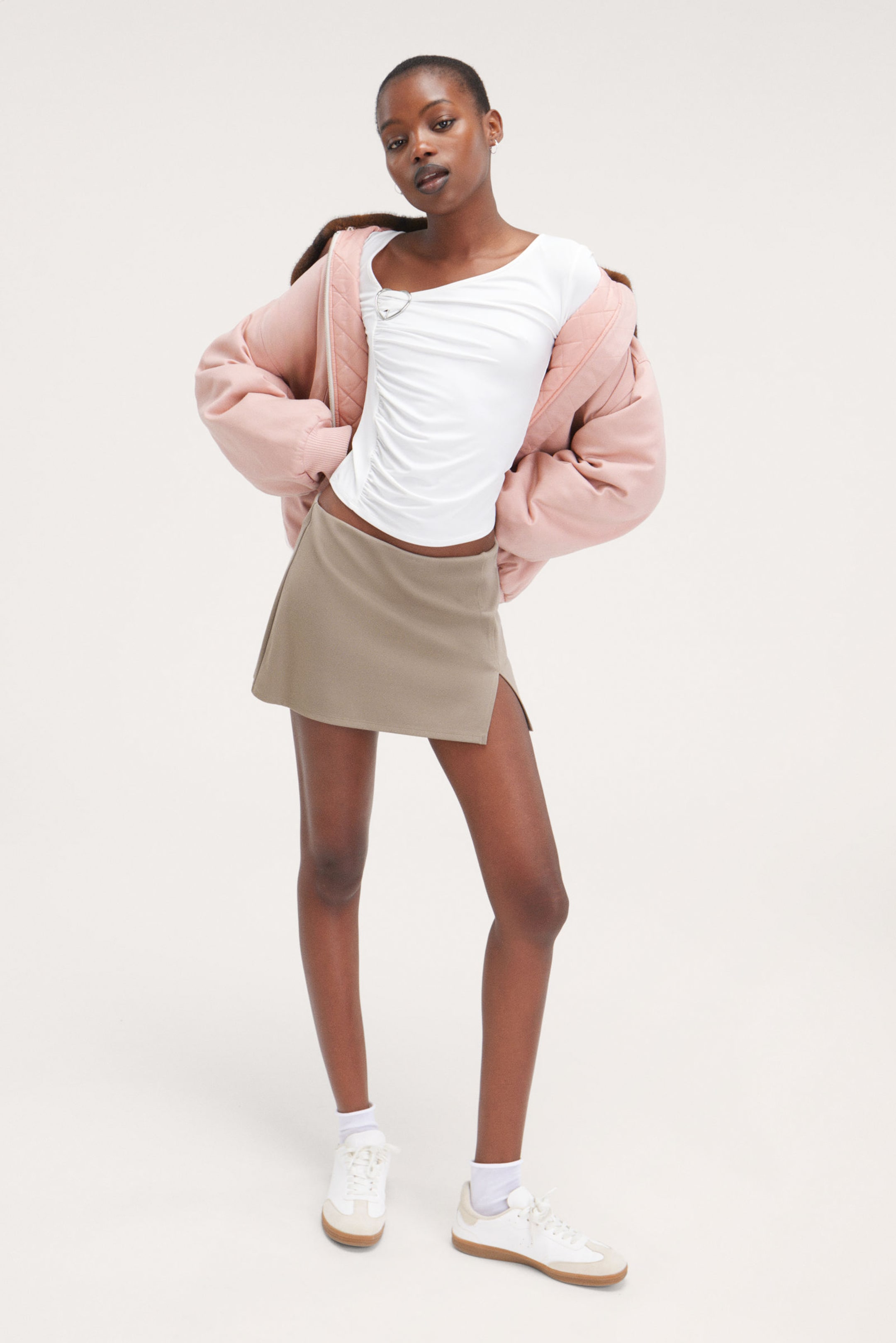Dusty Beige - Mini Pull-on Skirt - 0