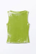 Shiny Green - Super soft sleeveless boatneck top - 5