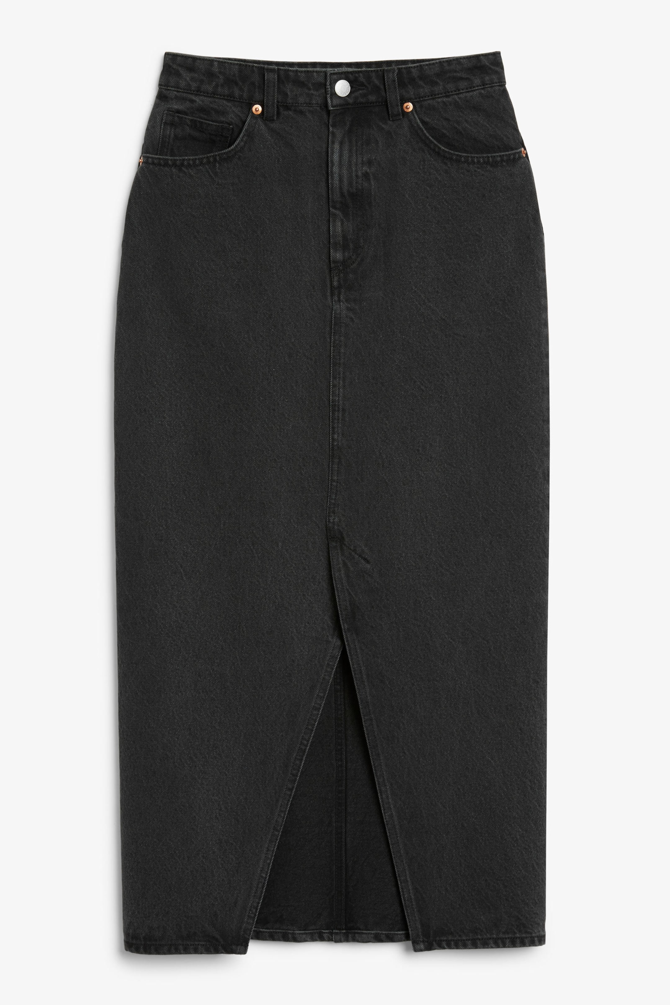 Black - Midi denim skirt - 3