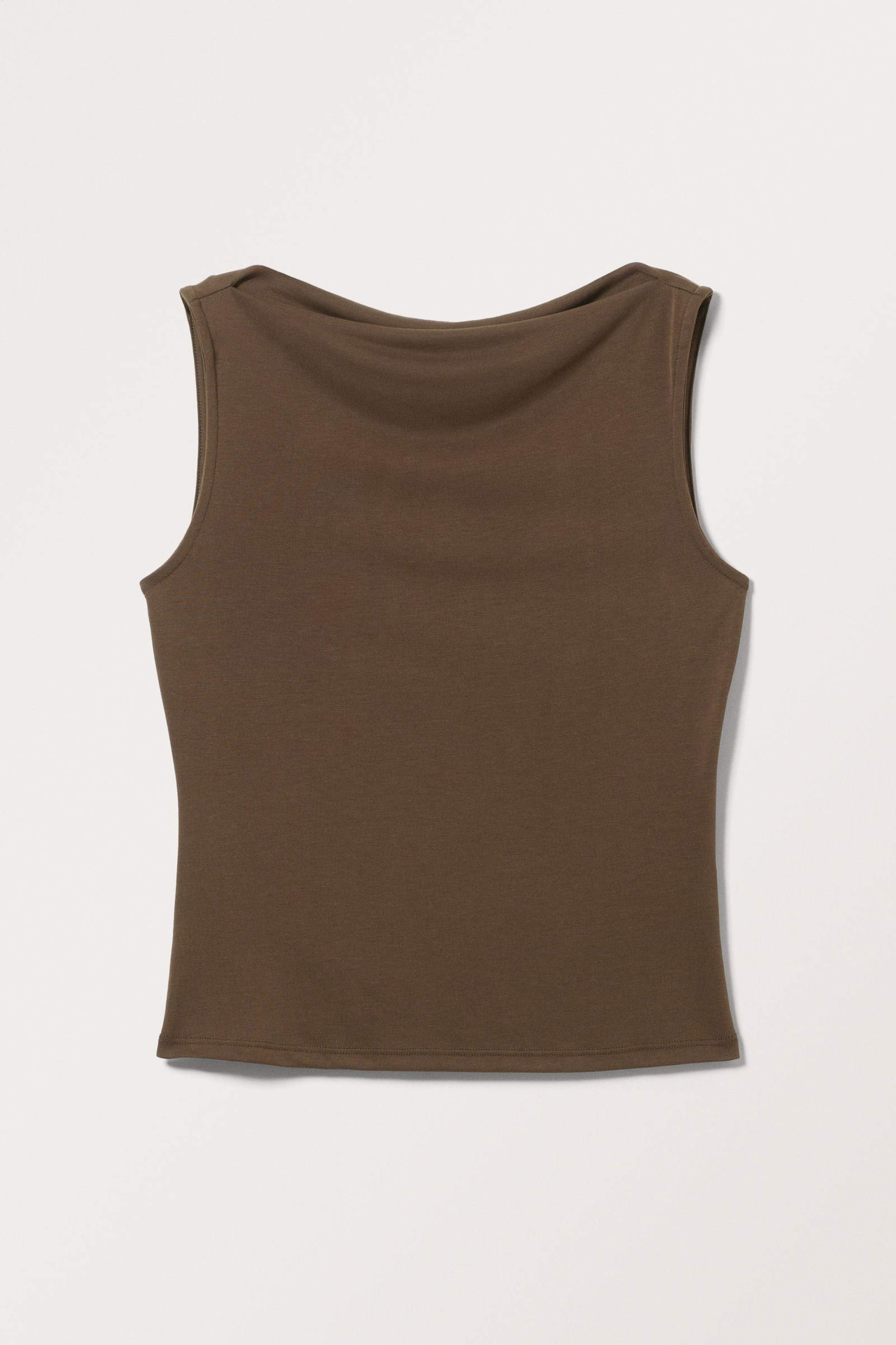 Dark Brown - Super soft sleeveless boatneck top - 3