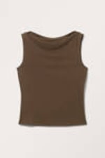Dark Brown - Super soft sleeveless boatneck top - 3