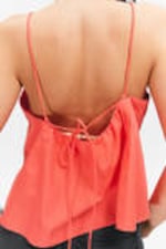 Light Red - Drawstring Poplin Strap Top - 3