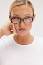 Black - See through - Rectangular Sunglasses - 0