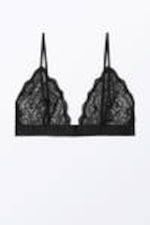 Black - Lacey Soft Lace Triangle Bra - 0