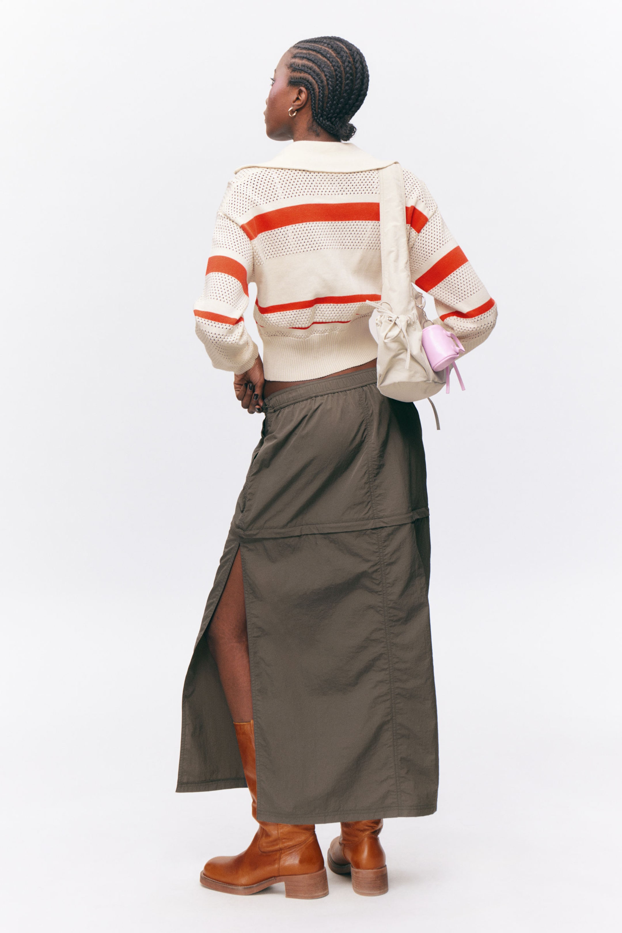 Dark Grey - Convertible Nylon Cargo Skirt - 3