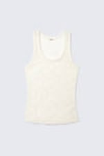 Off-white - Sheer Lace Sleeveless Tank Top - 3