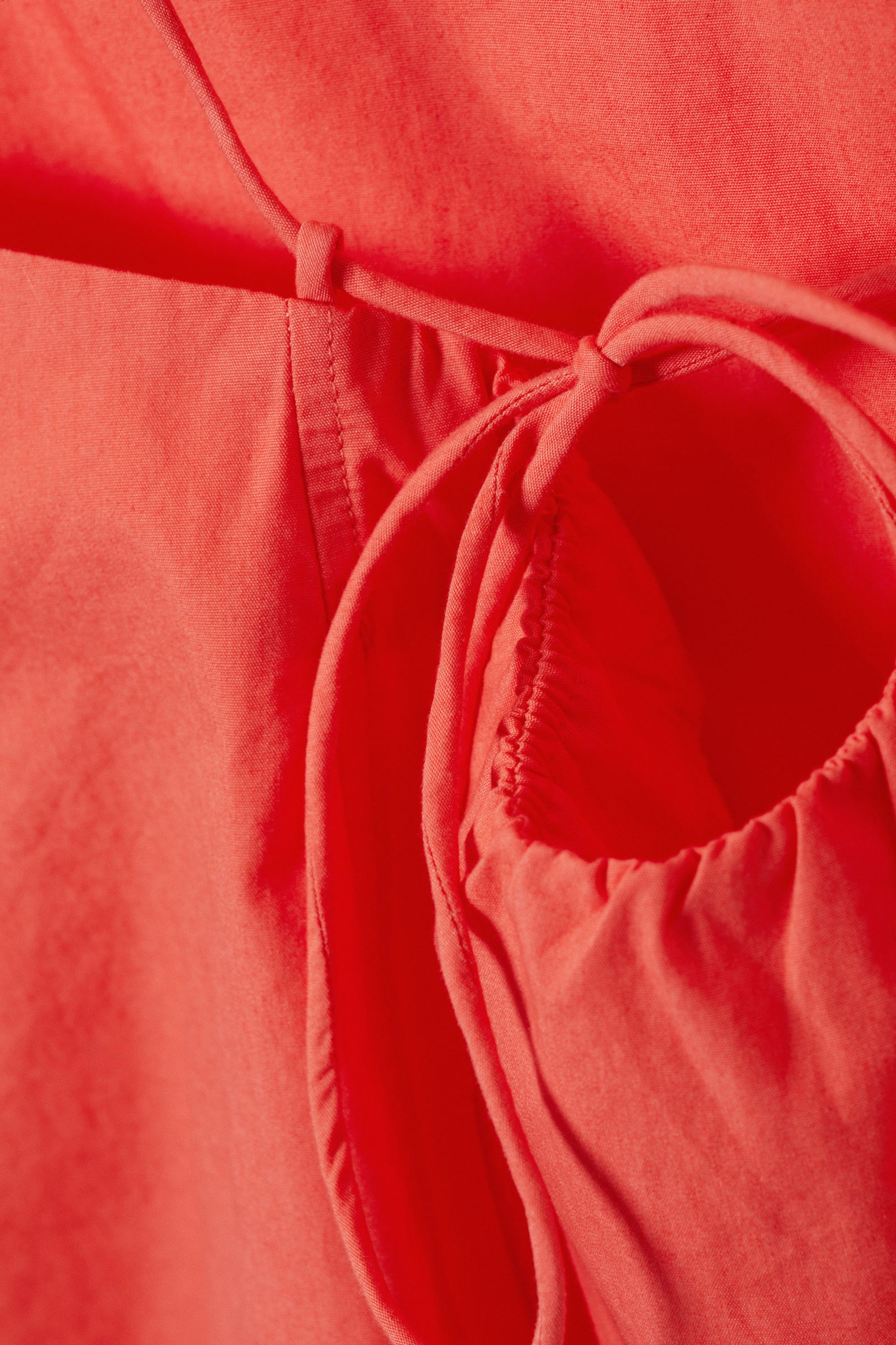Light Red - Drawstring Poplin Strap Top - 6
