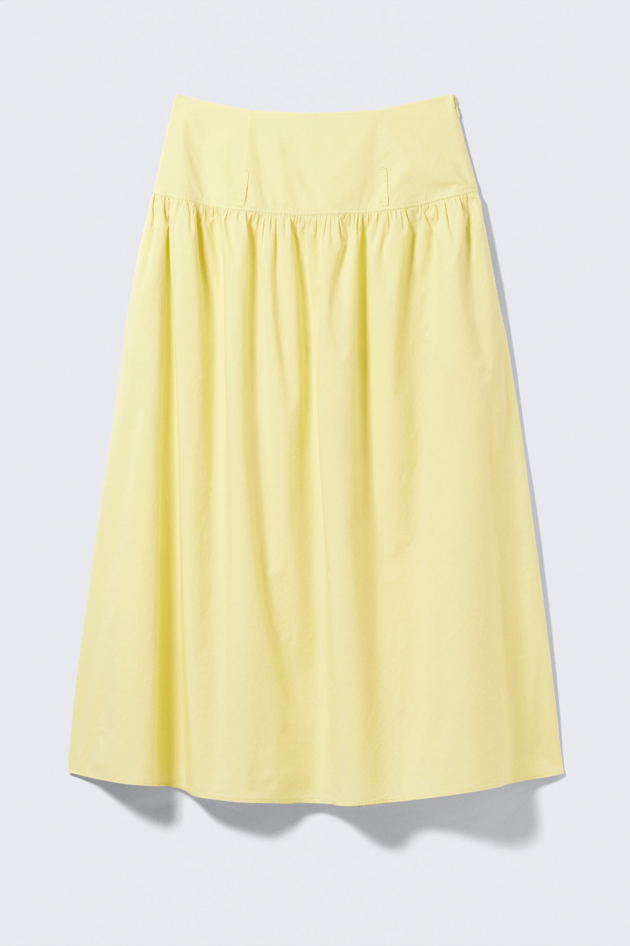 Light Yellow - Gathered Cotton Poplin Maxi Skirt - 4