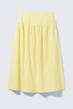 Light Yellow - Gathered Cotton Poplin Maxi Skirt - 4