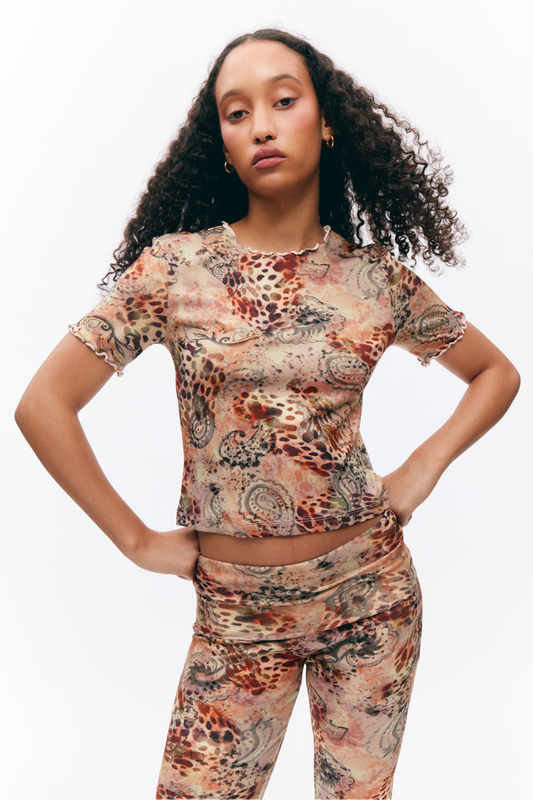 #C5B5B5 - Soft Printed Short-Sleeved T-shirt - 1