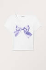 White - Purple Bow - Cropped t-shirt - 3