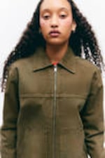 Dark Khaki Green - Two-way Zip Oxford Jacket - 1