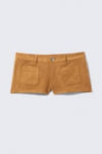 Brown - Faux Suede Mini Shorts - 4