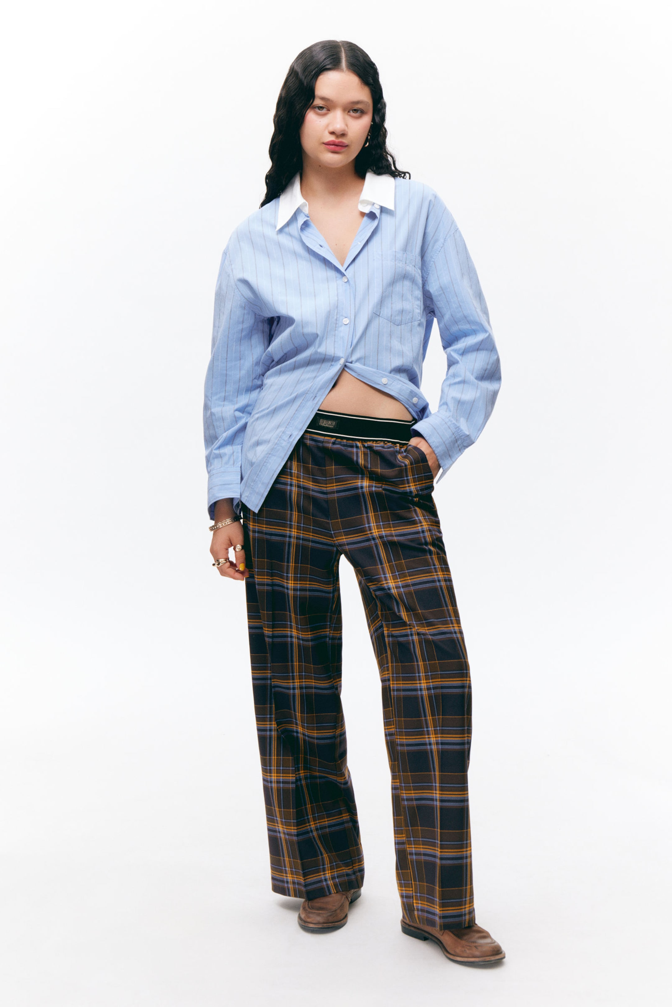 #2F2C3E - Loose Elastic Suiting Trousers - 1