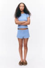 Dusty Blue - Soft Pointelle Pyjama Shorts - 0