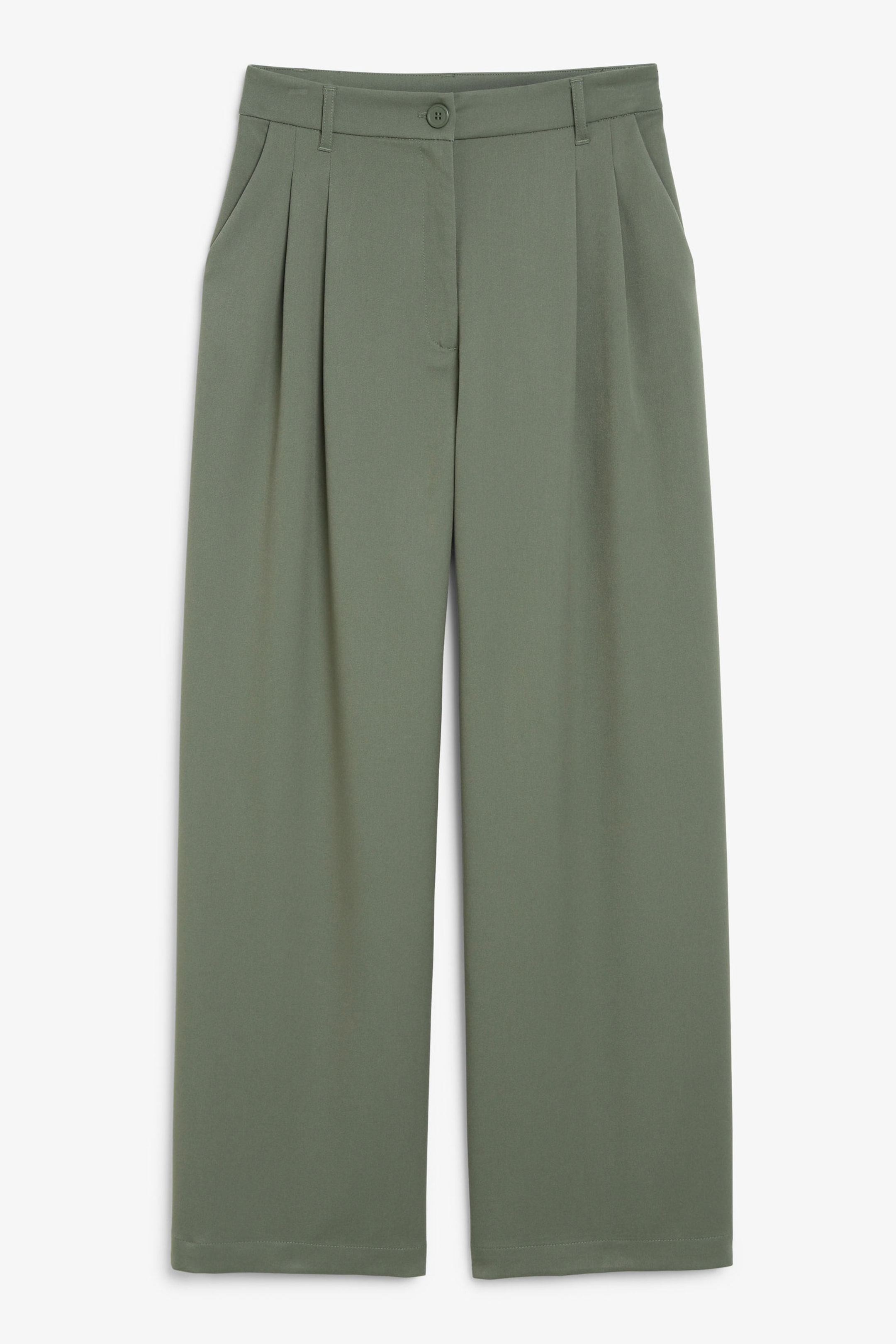 Khaki - Wide Leg Trousers - 0