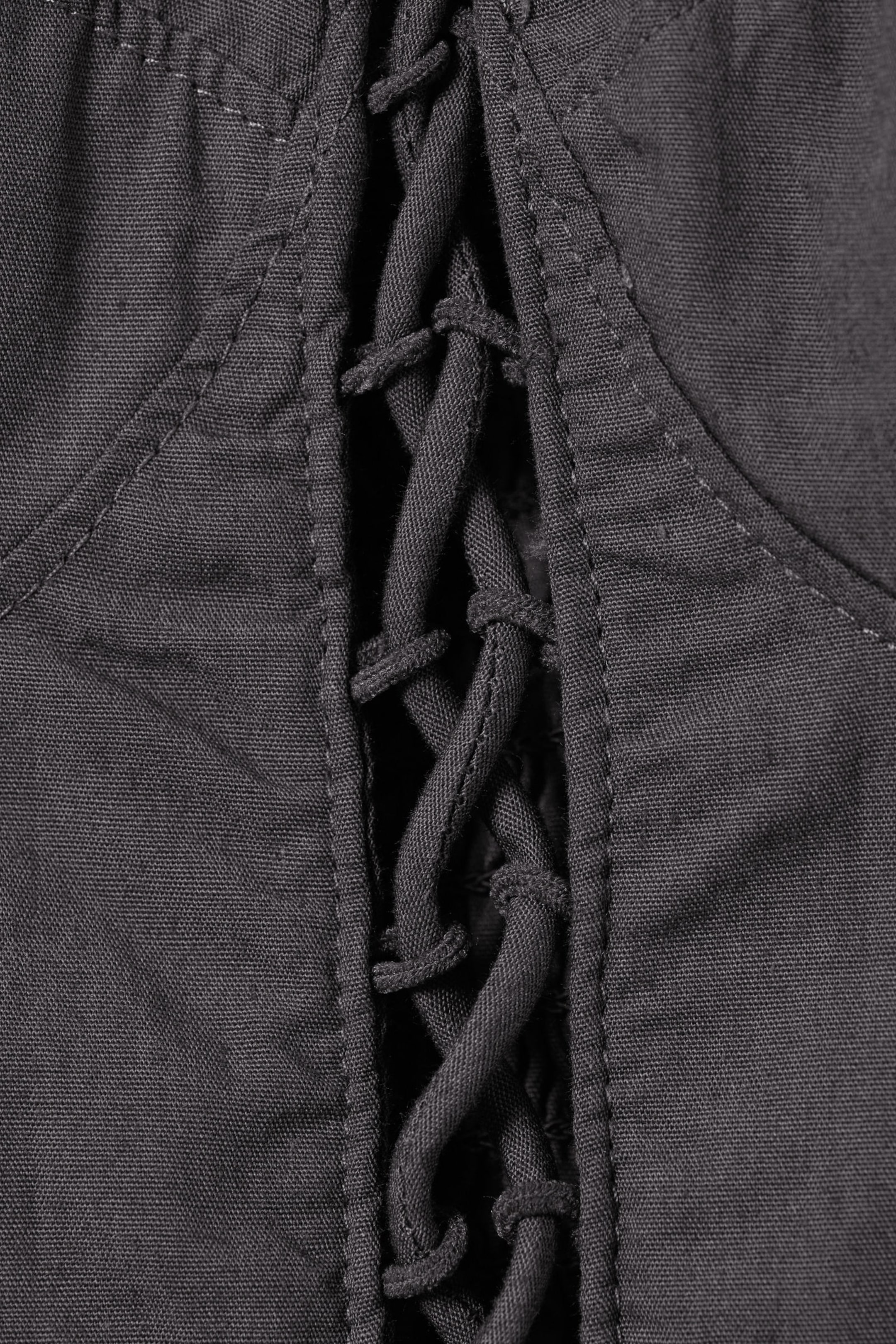 Dark Grey - Frilled Lace-Up Corset Top - 5