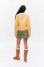 Yellow - Loose Open-Knit Sweater - 2