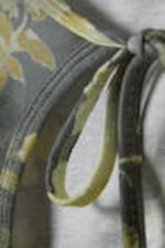 Dark Grey - Dirty Floral - Tie-Front Cotton Tank Top - 5
